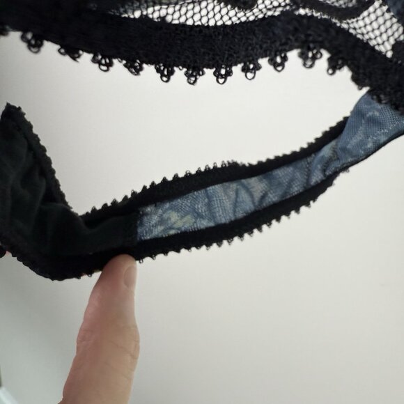 Free People Intimately Say It To Me Floral Mesh Bodysuit Small Black Blue Lace - Picture 5 of 8